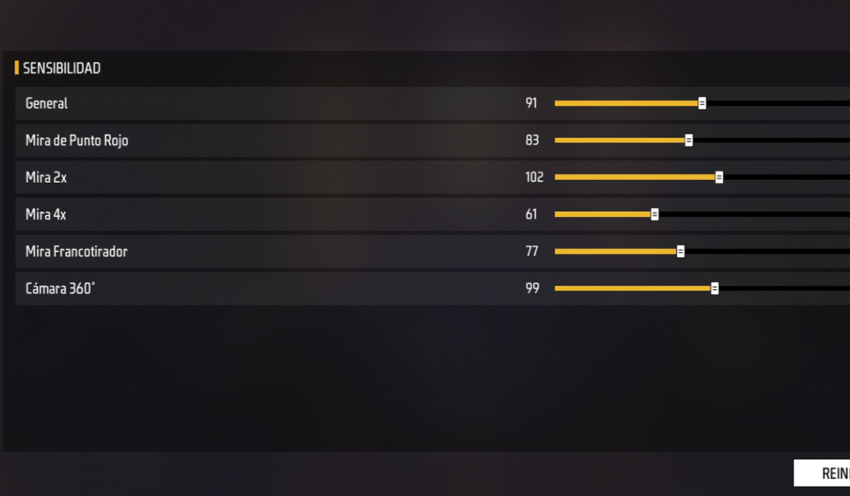 sensibilidad en Free Fire: cámara